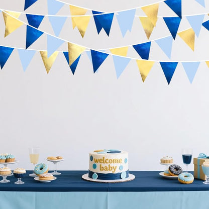 Gold Blue Party Decoration Gradient Blue and Gold Triangle Pennant Banner Flag - Image 5