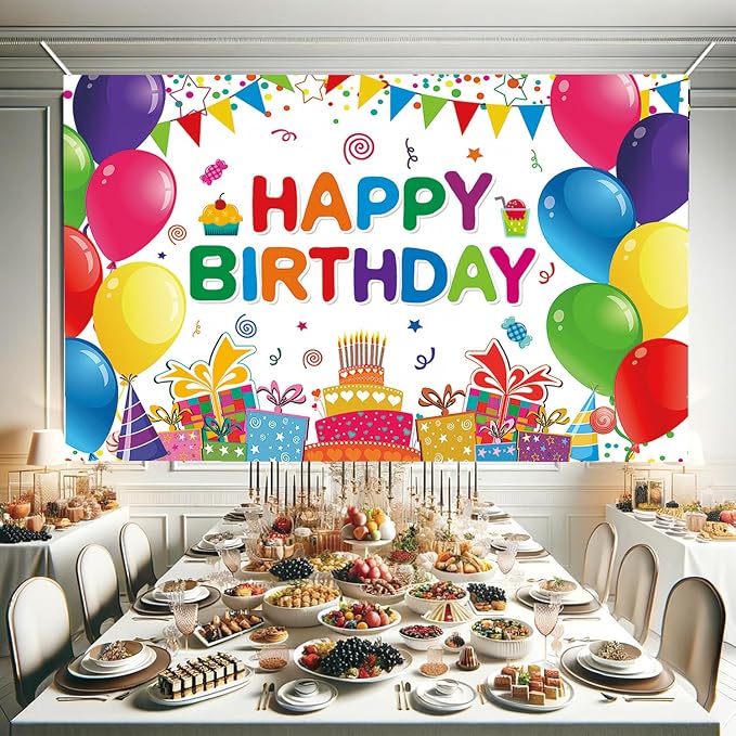 Happy Birthday Backdrop Banner Colorful Birthday Decorations Large Yard Sign - Image 3