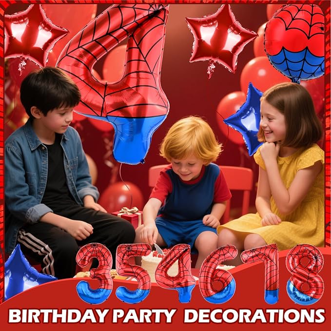 40 Inch Spider Theme Number Balloon, Number Block Foil Number 4 Balloons Large - Image 5