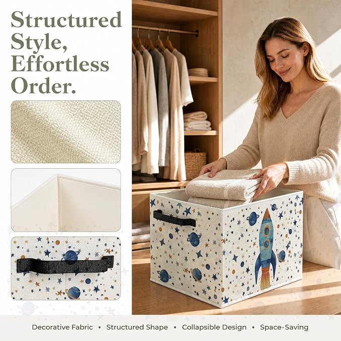 Outer Space Rocket Nursery Storage Basket - Image 2