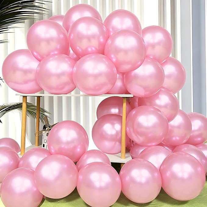 Firomi Pearl Light Pink Balloons 12-inch 100 Pack | Big Helium Round Pale Pink by Firomi