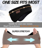 Winter Ear Warmer Headband for Men Women Double-Layer Knit Ear Muffs Cover with Fuzzy Lining for Running and Cycling (Black, Army Green, One Size)