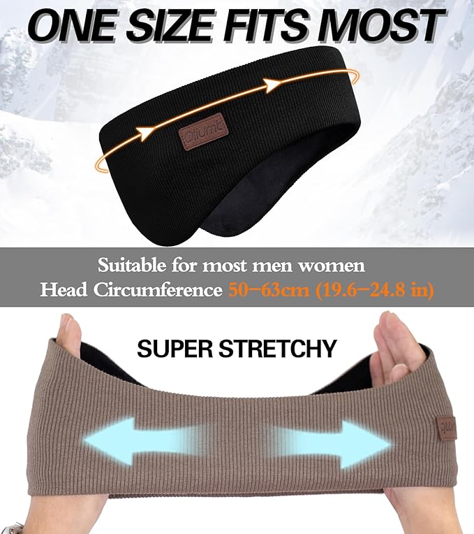 Winter Ear Warmer Headband for Men Women Double-Layer Knit Ear Muffs Cover with Fuzzy Lining for Running and Cycling (Army Green, One Size)
