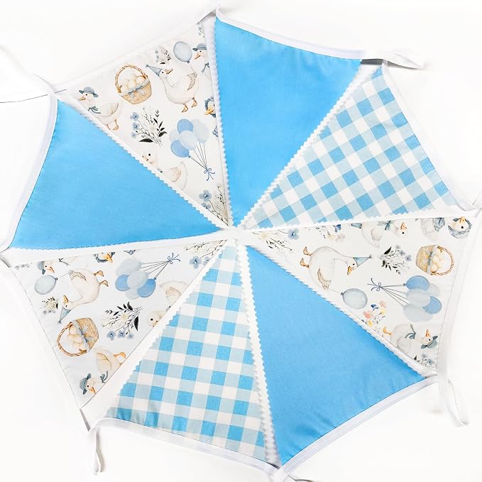 32Ft Goose Party Decorations Blue Gingham Plaid Silly Goose Themed Fabric - Image 6