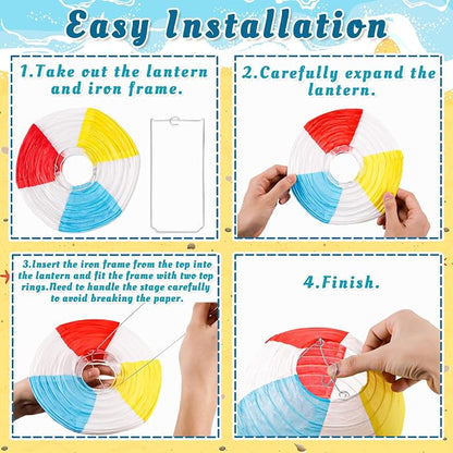 ‎Renbuzhu 37PCS Pool Party Decorations Beach Ball Paper Lanterns Bulk - Image 7