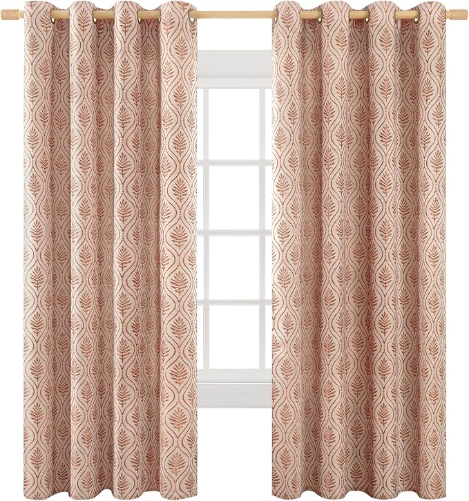 BGment Terracotta Leaf Jacquard Curtains 72 Inches Long - Image 9