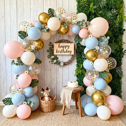 Gender Reveal Dusty Pink Blue Balloon Arch Kit 129 PCs | Teddy Bear Theme Boho - Image 6