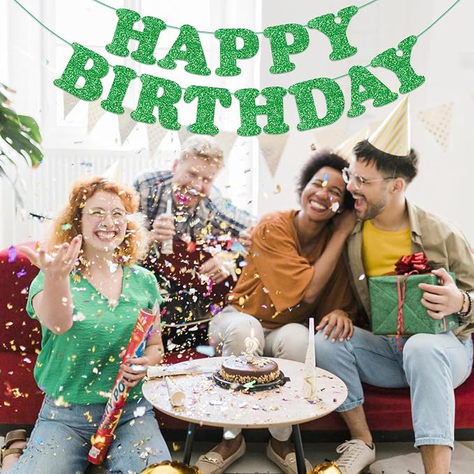 Green Happy Birthday Banner Birthday Party Decorations Happy Birthday Banner - Image 4