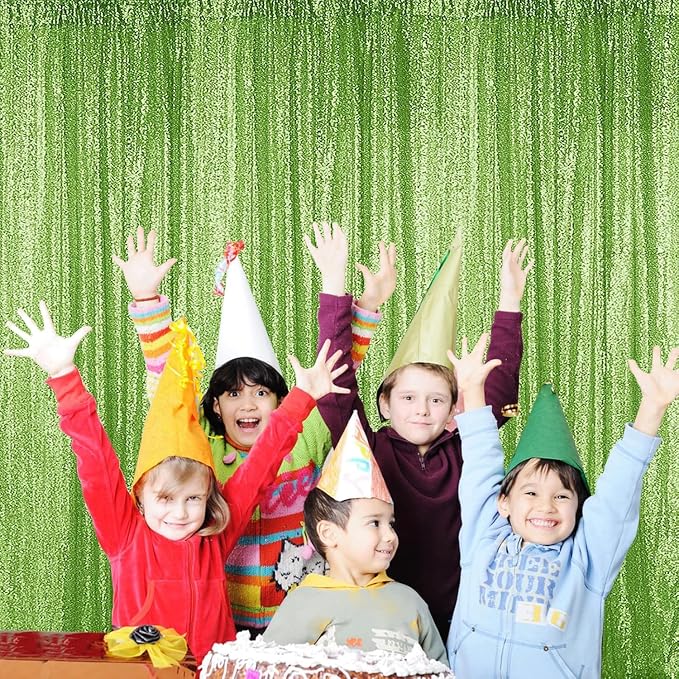 Sugargirl Apple Green Sequin Backdrop Curtain 6 Panels 2FTx8FT Glitter Apple - Image 2