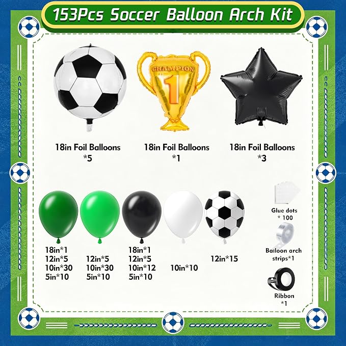 Soccer Party Decorations 153Pcs, World Soccer Balloon Garland Arch Kit - Image 2
