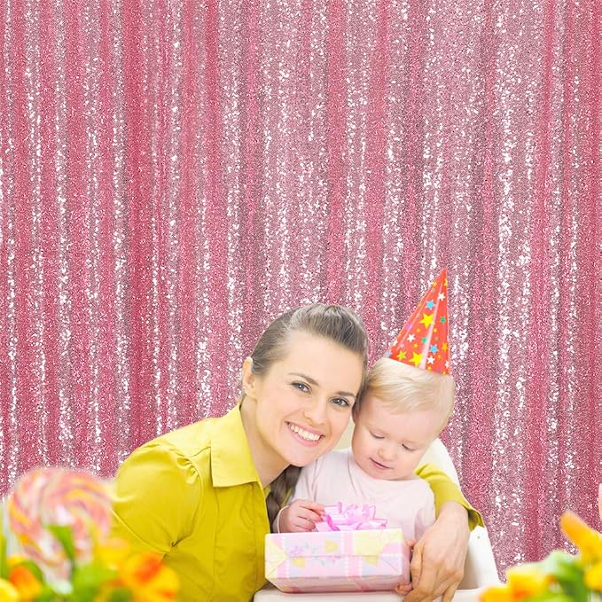 Eternal Beauty Fuchsia Pink 3mm Sequin Backdrop 10x10 Ft - Image 5