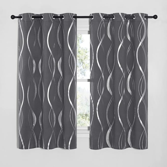 NICETOWN Small Living Room Blackout Curtains 63 inch length, 42 x 63 Grey Dorm - Image 2