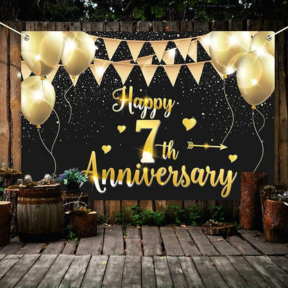 HAMIGAR 6x4ft Happy 7th Anniversary Banner Backdrop - Image 5