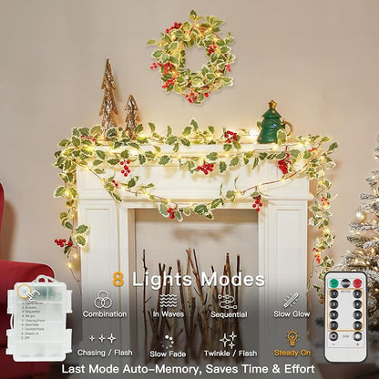 40 LED Christmas Fairy Lights Battery Powered, 12.5ft Vine String Lights - Image 4