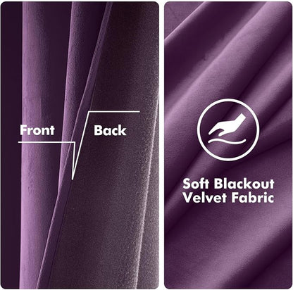 MIULEE Velvet Curtains Purple 52 x 84 Inch Length Set of 2 | Grommet Drapes - Image 3