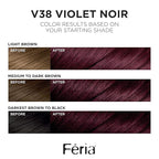 L'Oreal Paris Feria Multi-Faceted Shimmering Permanent Hair Color, V38 Violet Noir (Intense Deep Violet), Pack of 1 Hair Dye Kit