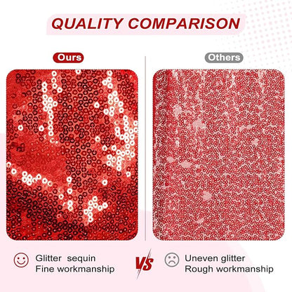 PartyDelight Red Sequin Backdrop Curtains 5x10ft 2 Sparkly Panels | 4 Inch Rod - Image 3