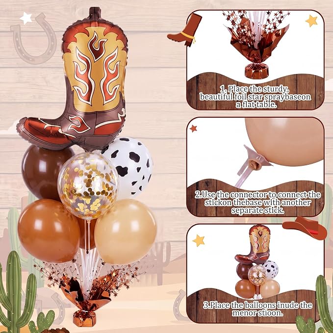 Civaner Cowboy Party Balloons Stand Kit 6 Sets - Image 5