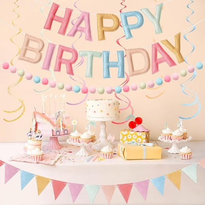 Kriyokiaa Retro Pastel Happy Birthday Banner Set - Image 5