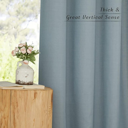 NICETOWN Linen Flax Semi Sheer Curtains 94" Length, Grommet Window Treatments - Image 7