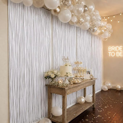 Matte White Tinsel Foil Curtains Backdrop Party Decorations 2 PCS | 3.3 x 6.6 - Image 8