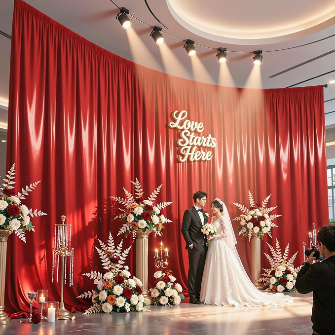 30x10ft Red Glitter Backdrop Curtain - Image 2