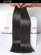 LUVME Yaki Straight Seamless 2 Pack 220g 14Pcs Clip in Hair Extensions Full Max with 22inch Remy Human Hair Extensions, Natural Black 100% Real Soft Hair