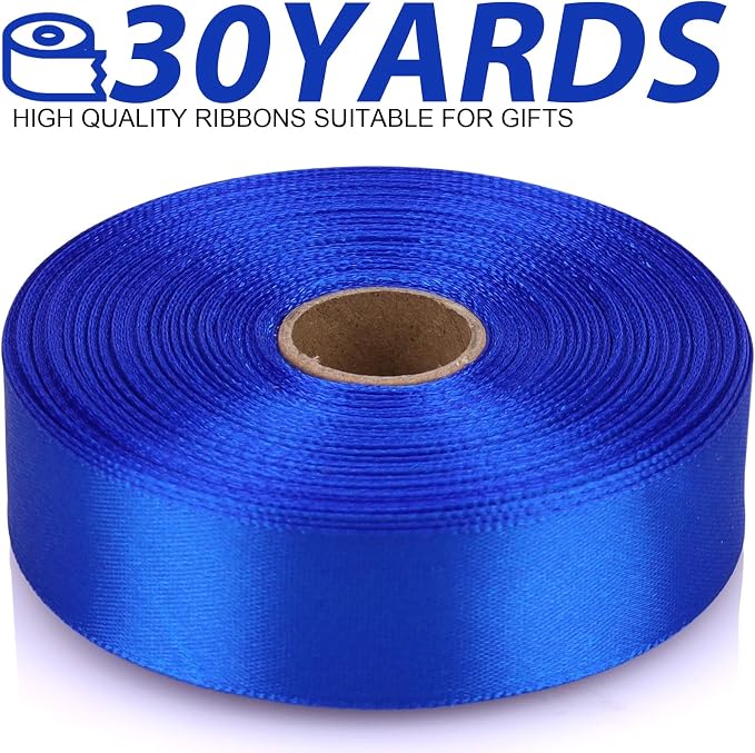 7/8 Inch 30 Yards Blue Satin Craft Ribbon-Single Face Polyester Ribbon - Image 2
