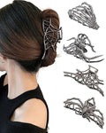 HAIMEIKANG 4 PCs Metal Hair Claw Clips - Irregular Large Non-Slip Styling Accessories for Women's Thick and Thin