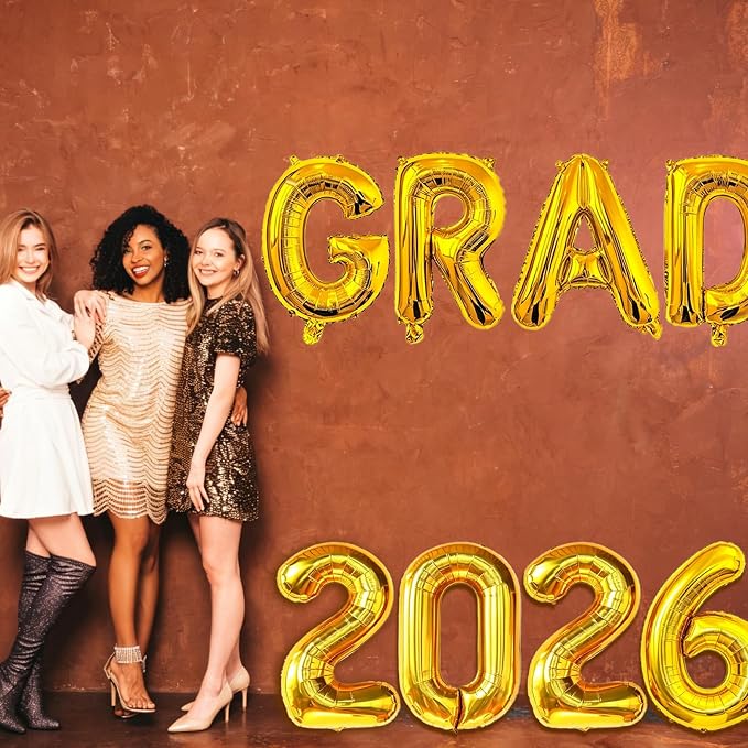 32 Inch Graduation Balloons, Large Foil Mylar 2026 Number and GRAD Letter - Image 7