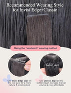 DOORES Invisi Edge Tape in Human Hair Extensions, Chocolate Brown to Honey Blonde 10pcs Injection Tapeins, 25g 20 Inch, Invisible Injected Virgin Hair Tape in Extension