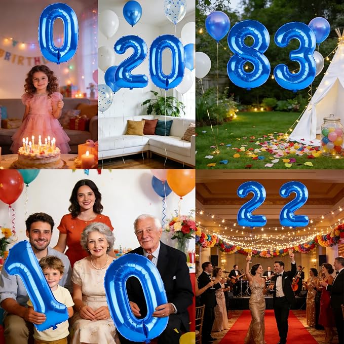 40 Inch Number 83 Balloons for 83rd Birthday Party Decorations, 0-100 Dark Blue - Image 7