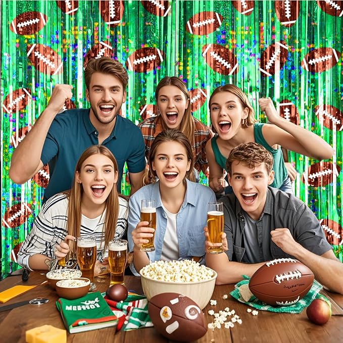 2 Packs Football Foil Fringe Curtain, Baby Shower, Super Bowl, Football Party - Image 4