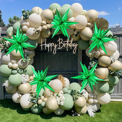 72 PCS Green Star Balloons, Big 26 Inch Explosion Star Foil Balloons, 12 Point - Image 4