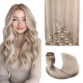 Pro2.0 Remy Real Human Hair Extensions Clip ins 120g Thick 7pcs Color #18p1000 Ash Blonde with Bleach Blonde Remy Clip in Hair Extensions Real Human Hair 16inch Double Weft（#18P1000-16inch）