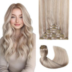 Pro2.0 Remy Real Human Hair Extensions Clip ins 120g Thick 7pcs Color #18p1000 Ash Blonde with Bleach Blonde Remy Clip in Hair Extensions Real Human Hair 16inch Double Weft（#18P1000-16inch）