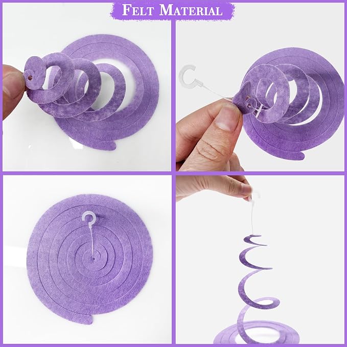 36 Pcs Pastel Hanging Swirl Decorations Pastel Color Felt Swirl Streamer Spiral - Image 4