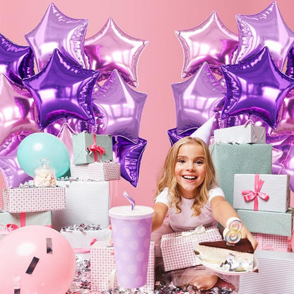 Purple Pink Star Foil Balloon, 18 Inch Metallic Pink and Purple Stars Balloons - Image 7