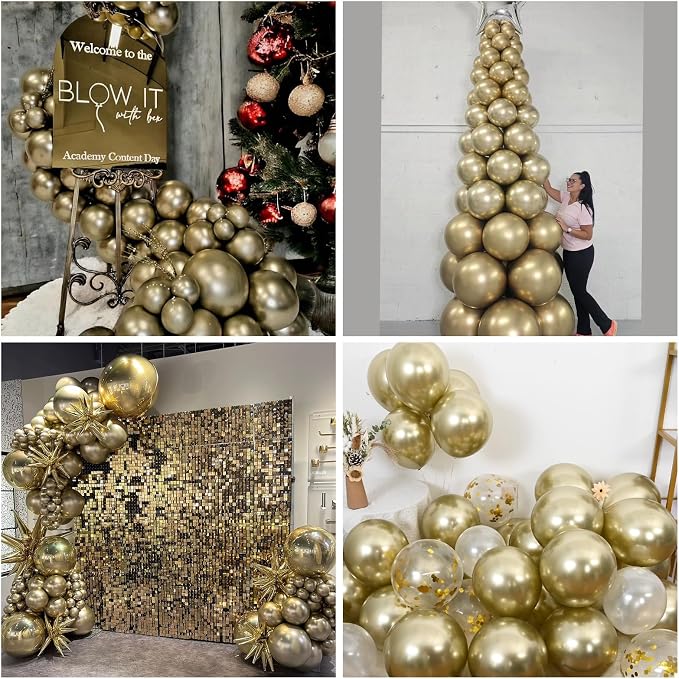 Jobkoo 60 Pcs Light Gold Balloons 5Inch Metallic Gold Chrome Balloons Champagne - Image 5