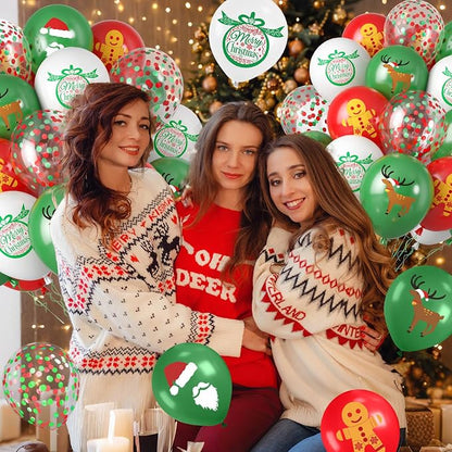 Christmas Balloons, 12 Inch Xmas Print Balloons - Image 4