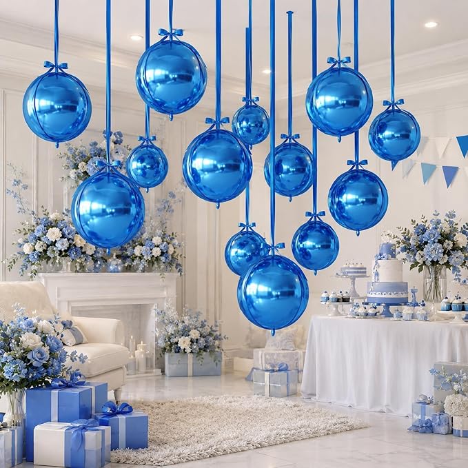 Blue Round Foil Balloons - Image 6