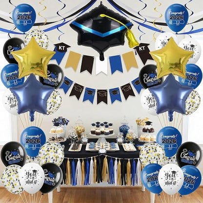 Graduation Balloons for Class of 2026 Decorations Royal Blue Black Gold Silver - Image 8