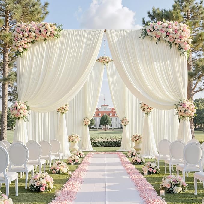 60ftx10ft Wrinkle Free Ivory Backdrop Curtains - Image 7
