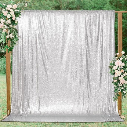 PartyDelight Silver Sequin Backdrop Curtains 6x8ft | Sparkly 3mm sequins - Image 4
