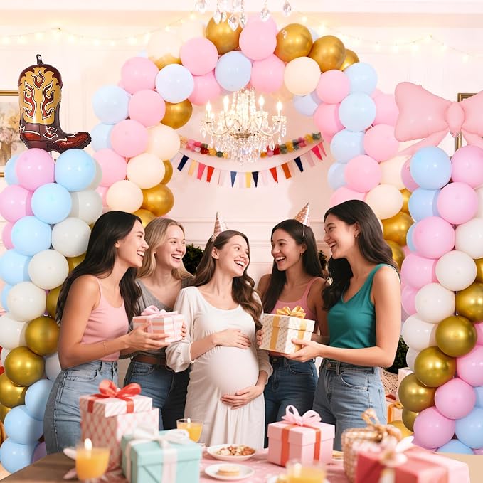 Boots or Bows Gender Reveal Balloon Column Stand Kit Set of 2 - Image 2