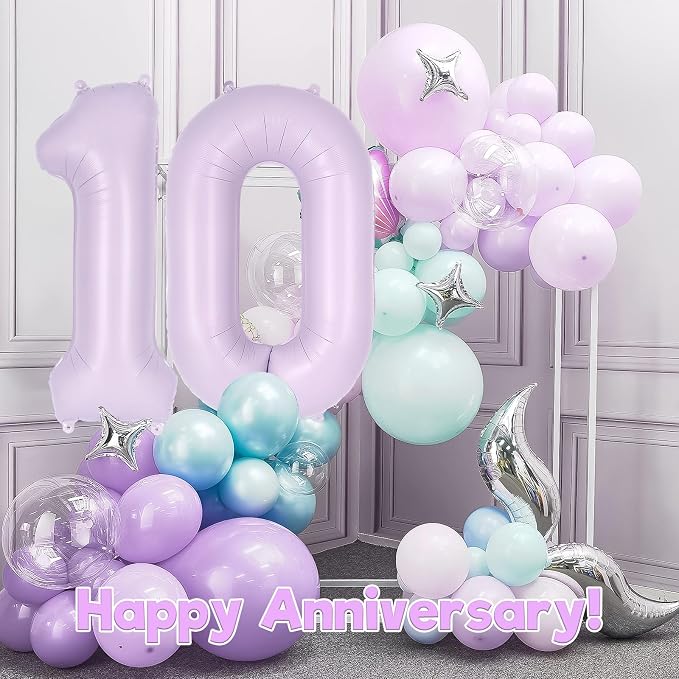 Light Purple Number 0 Balloon, 40 Inch Big Large Foil Helium Number Balloons - Image 6