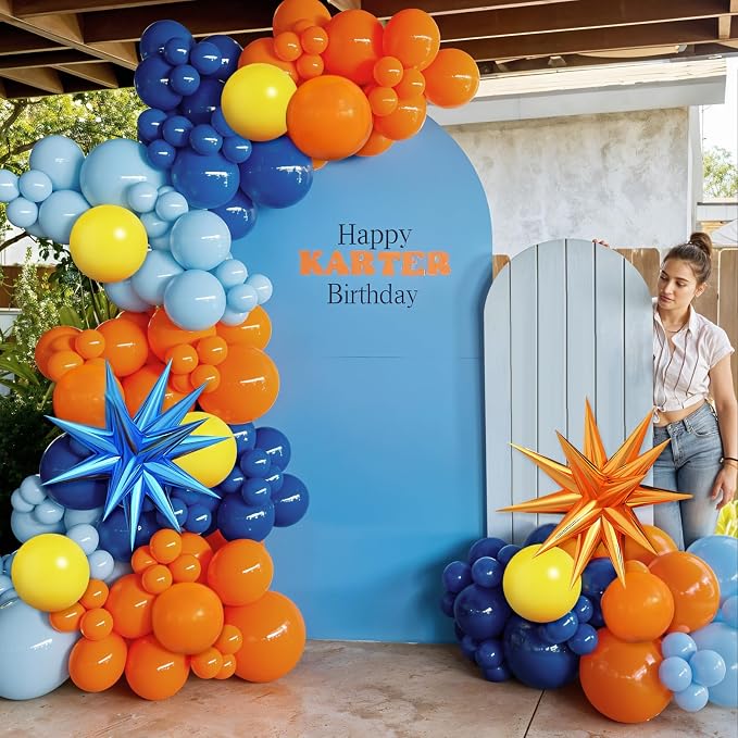 Blue and Orange Yellow Balloon Arch Kit - Image 3
