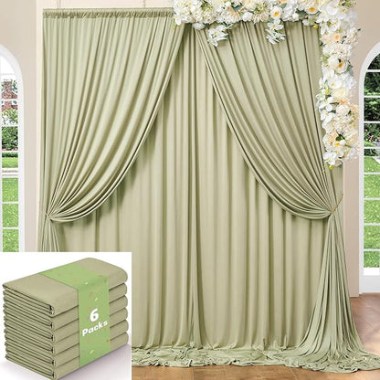 30ft x 10ft Wrinkle Free Sage Green Backdrop Curtains by ENJOYYOURPARTY