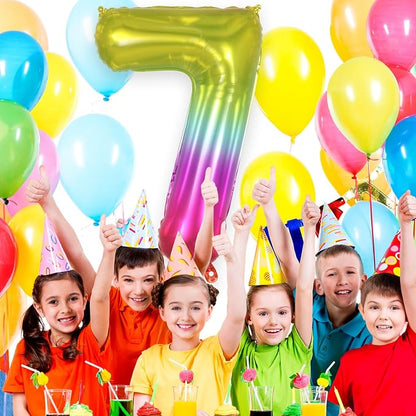 Rainbow Number 7 Balloon 40 Inch, Big Large Foil Number Balloons, Gradient - Image 4