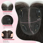 Hair Toppers for Women Real Human Hair Pieces for Women 12inch Hair Topper (Natural Black